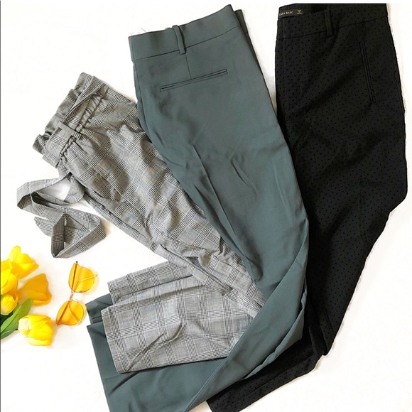 H&M Pants - Lot of 2 H&M Zara Pants Polka Dot Ankle Crop Teal